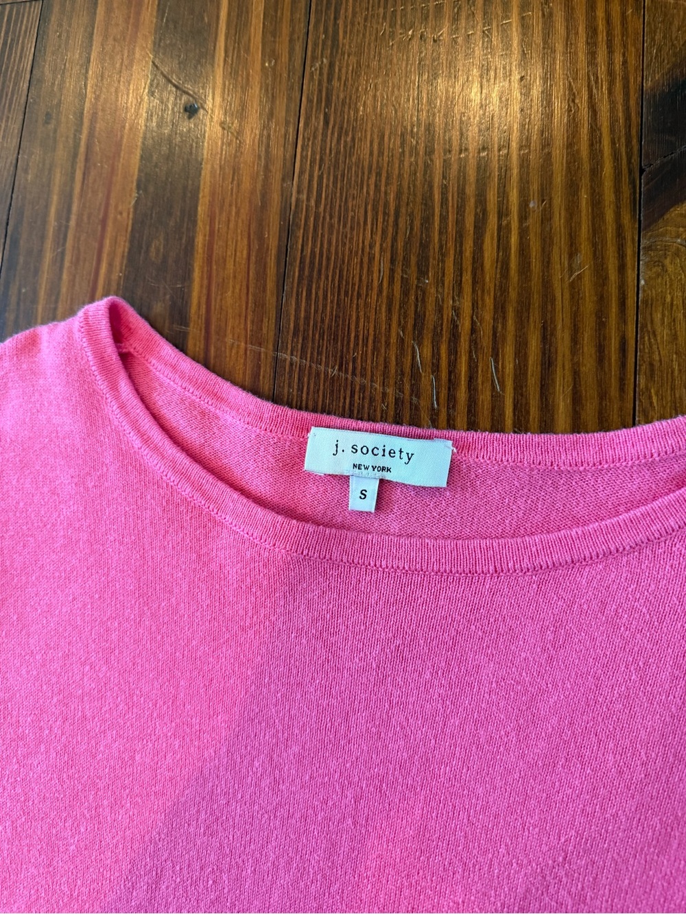 J. Society Bright Pink Crewneck Top View 3